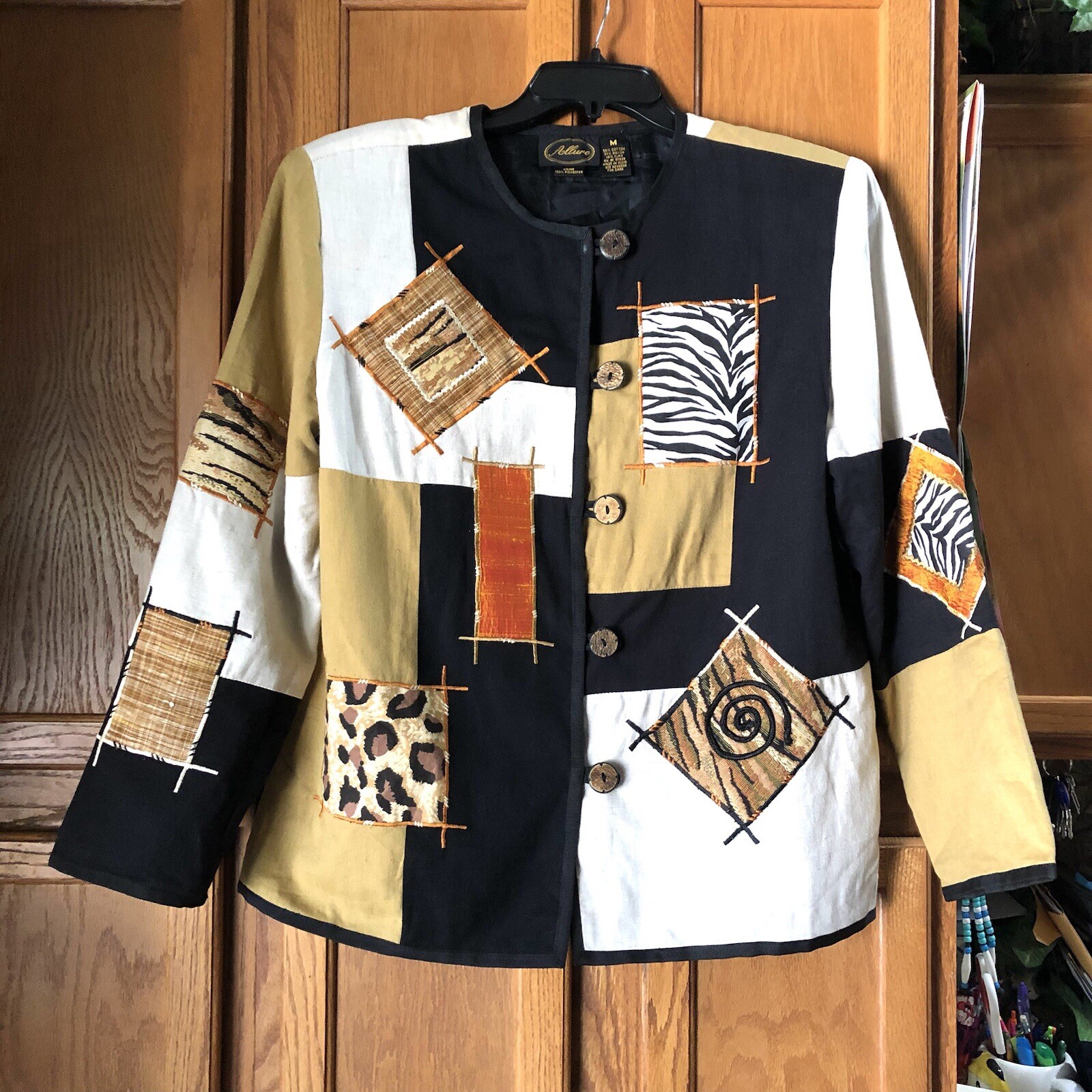 Allure Artwear Patchwork Jacket Medium Mixed Prin… - image 6