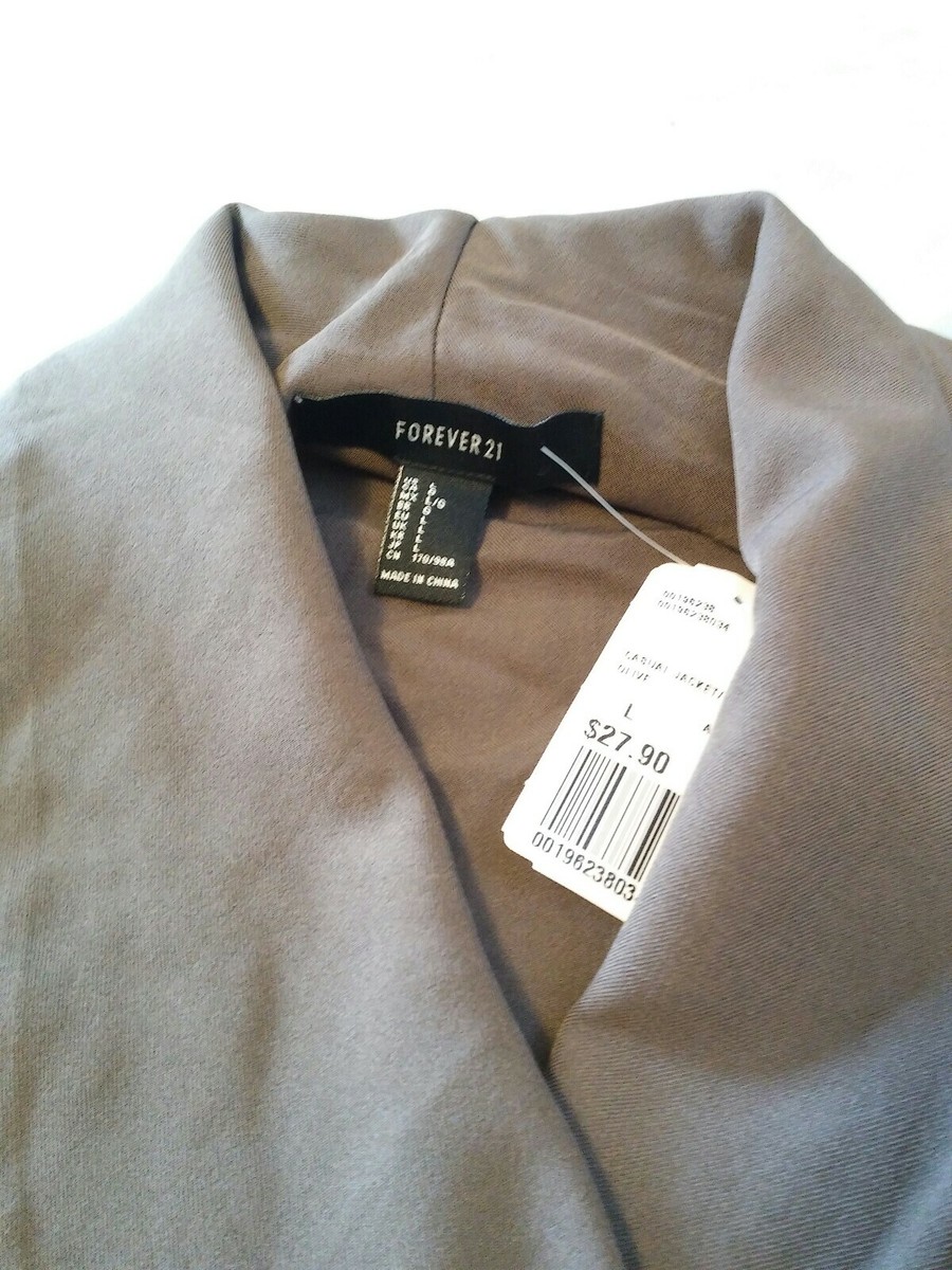 Forever 21 Women's ZipUp Light Jacket Olive Green Size Large NWT