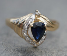 .75ctw Natural Sapphire Diamonds 14K Yellow Gold Ring, 3 grams, Size 6.5