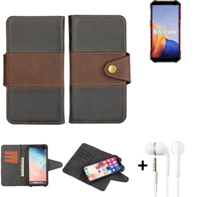 Wallet Case für Ulefone Armor X9 + headset Schutz Hülle + Handy Tasche Braun B