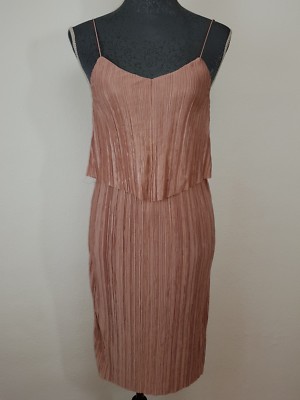 New elegant NLY One women's pleated strap dress size S dusky pink New/original packaging