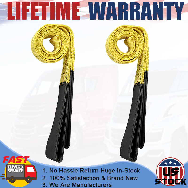 2 Pack 6ft X 2in Heavy Duty Lifting Sling Straps | 10,000lb Breaking Strength | Nylon Loops