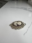 Vintage Large Gold Silver Tone Metal Cameo Brooch Pin 2.75” X 2” — photo 2