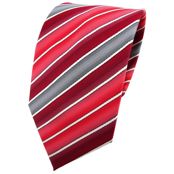 Tigertie Krawatte Rot Verkehrsrot Tomatenrot Creme Grau Gestreift - Binder Tie-image