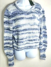 Wild Fable Womens Jr 2XL Fuzzy Multi Color Blue Knit Short Pullover Sweater NWT