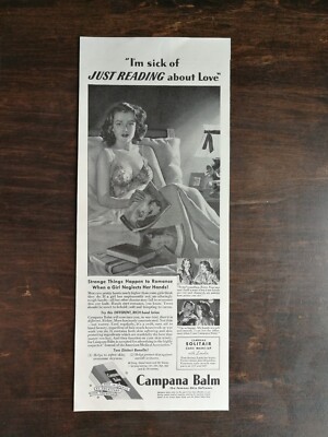 Vintage 1943 Campana Balm Skin Softner Original Ad 524