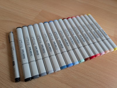 16x Copic Sketch Marker + 1x Multiliner SP, neu und unbenutzt