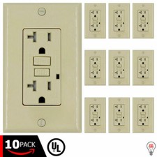 GFCI 10 Pack TAMPER PROOF 20 Almond Receptacle GFCI 5-20R GFCI TR Outlet Almond 