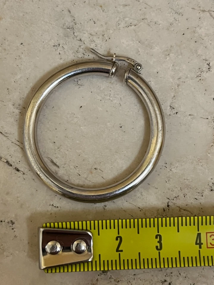 GROSSO ORECCHINO IN ARGENTO 925 TONDO SILVER  gr. 4,2 - Immagine 2 di 3