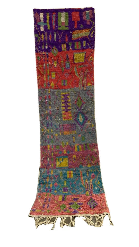 "Alfombra de corredor bereber vintage marroquí Boujaad Runner tribal BJ30 9 pies 10"" x 2 pies 10""" Foto 3 de 4