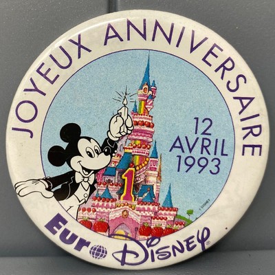 1993 Euro Disney Walt Disneyland Joyeux Anniversaire Mickey Mouse Pinback Button Ebay