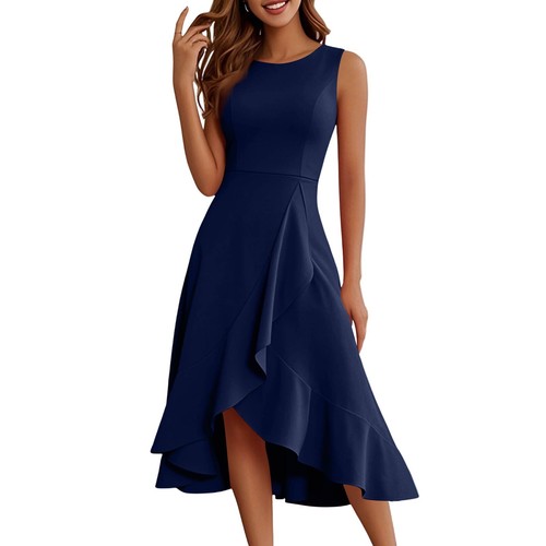 Women's Cocktail Party Formal Wedding Guest Ruffles Dresses, Prom Evening Dress - Picture 22 of 60