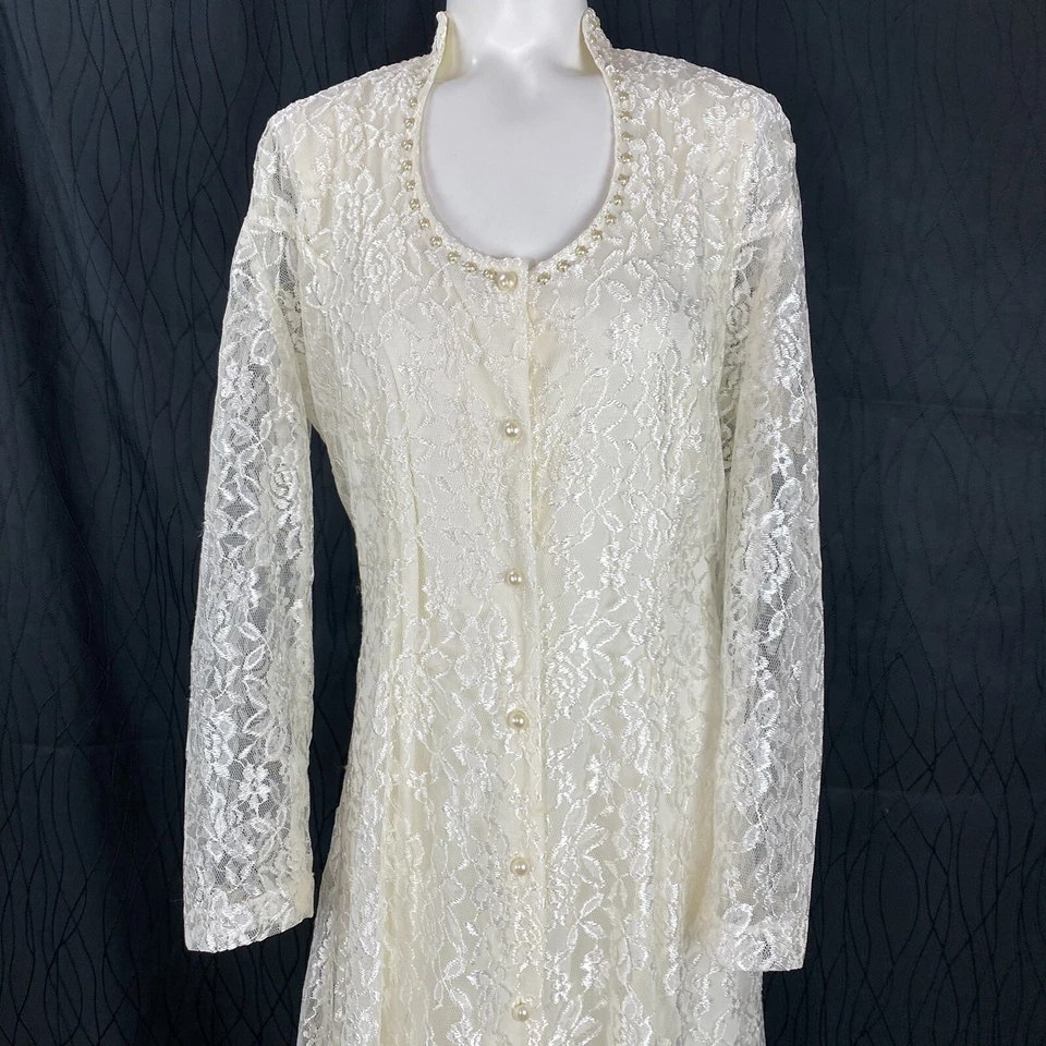 New Froniter Summer lace Dress Ivory Lace Pearl A Line Size 11 USA - Image 2 of 4
