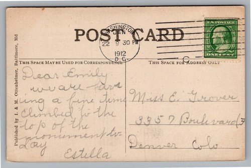 Washington DC Post Office Clock Tower Horse Buggy People Antique c1912 Postcard - Picture 2 of 4