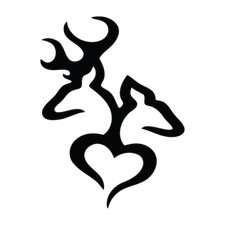 Two Deer Heads With Heart Bottom Die Cut Decal Made in USA Multiple colors