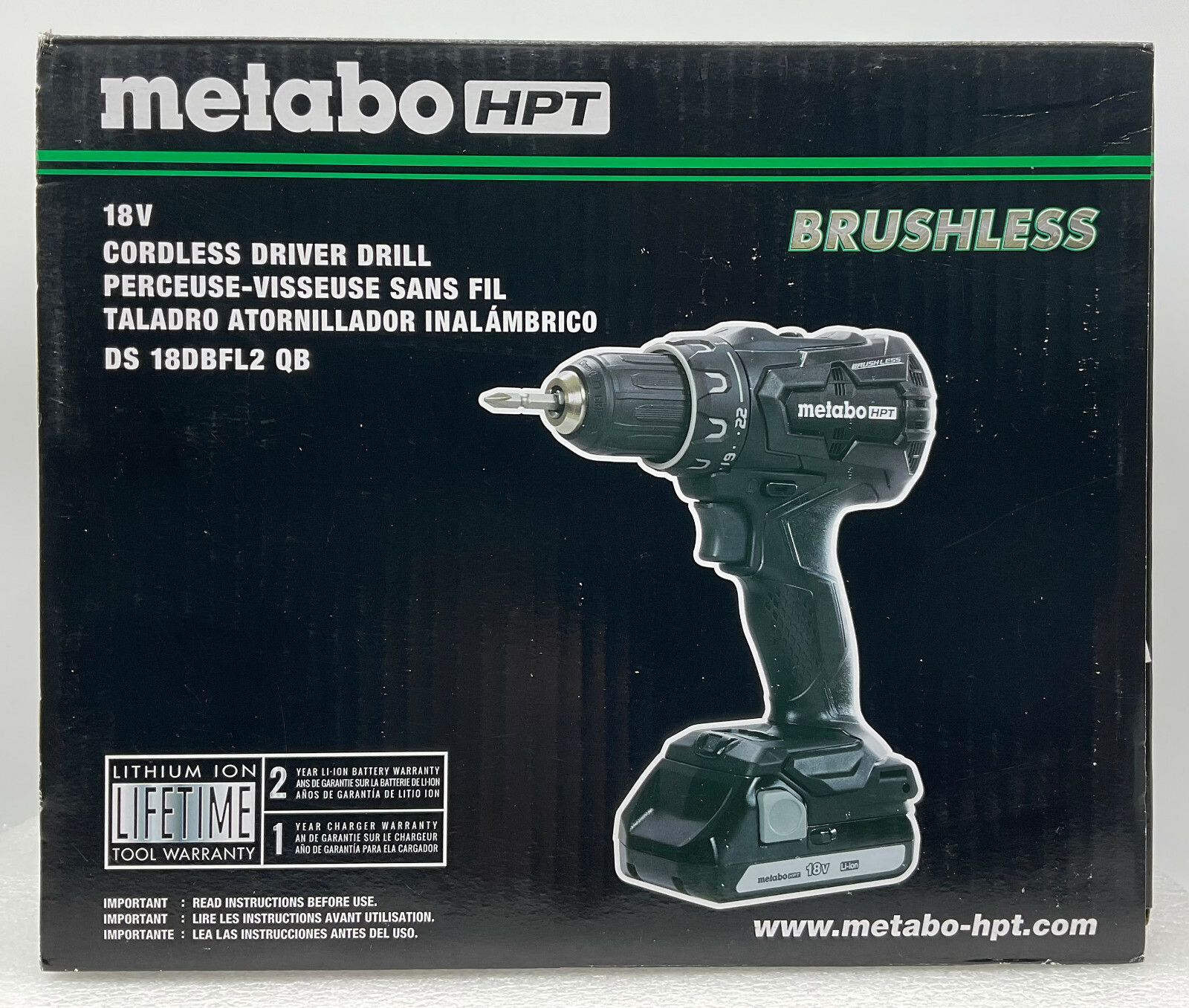 Metabo HPT DS18DBFL2QBM 18V Brushless Lithium-Ion 1/2 in. Cordless Driver Drill Kit (1.5 Ah)