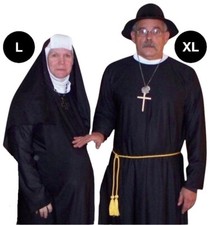 Traditional His Her Priest and Nun Costumes Movie Church Play Stage Halloween