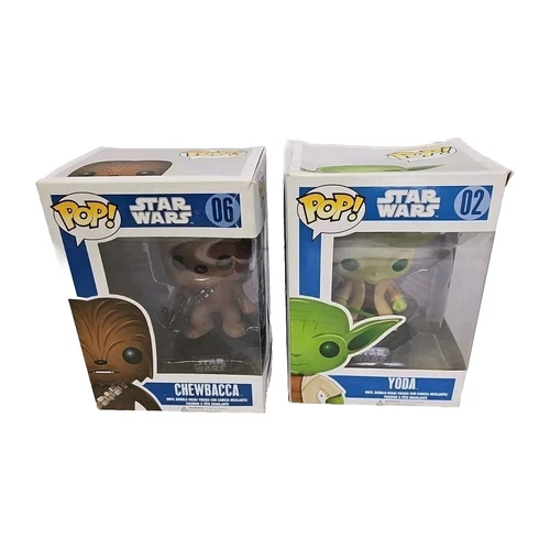 Funko POP Star Wars 06 Chewbacca Yoda 02 Large Font Blue Box Vaulted 12 Series 1