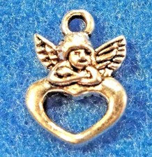 20Pcs. Tibetan Silver ANGEL Over HEART Charms Pendants Earring Drops AF66