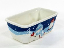 St. Nicholas Square LET IT SNOW 6.75" Mini Loaf Pan Snowman Family Sledding