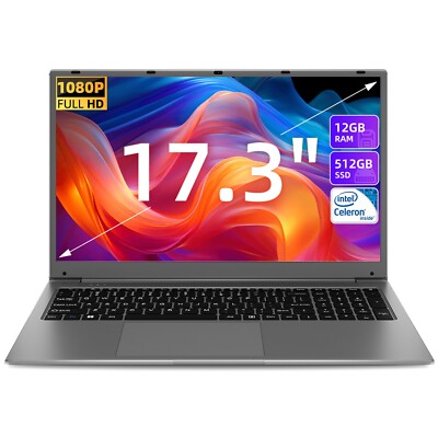 SGIN Laptop 17.3 ZOLL 12GB RAM 512GB SSD Duad-Core-Prozessor bis zu 2,9GHz