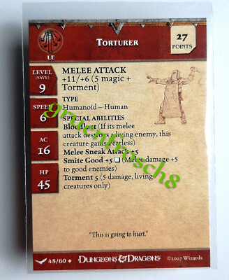  TORTURER  45 U  UNHALLOWED  D&D MINIATURES GAMES CARD  SAW DDM HOSTEL WIZARDS X
