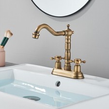 Antique Brass 4-inch Centerset 2 Hole Bathroom Sink Faucet Basin Mixer Tap