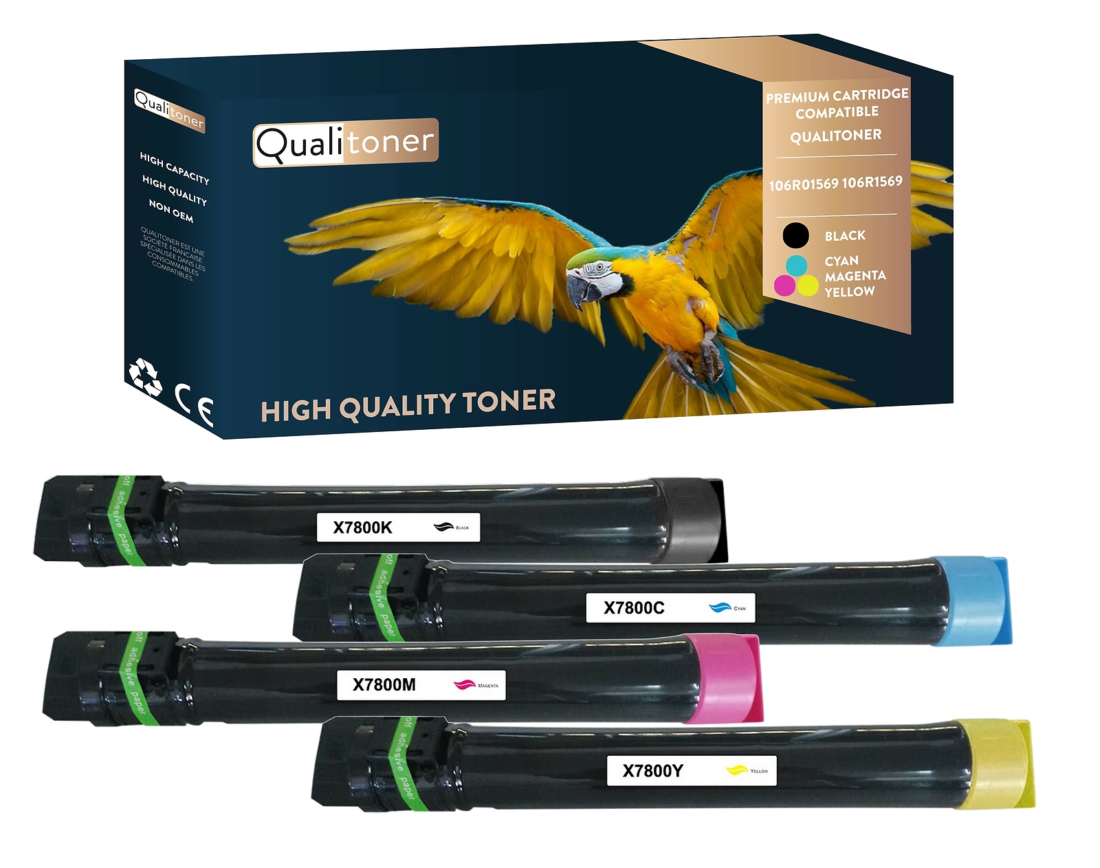 Toner 106R01569 QUALITONER pack de 4 pour éviter les pannes d'encre sur vos imprimantes Xerox