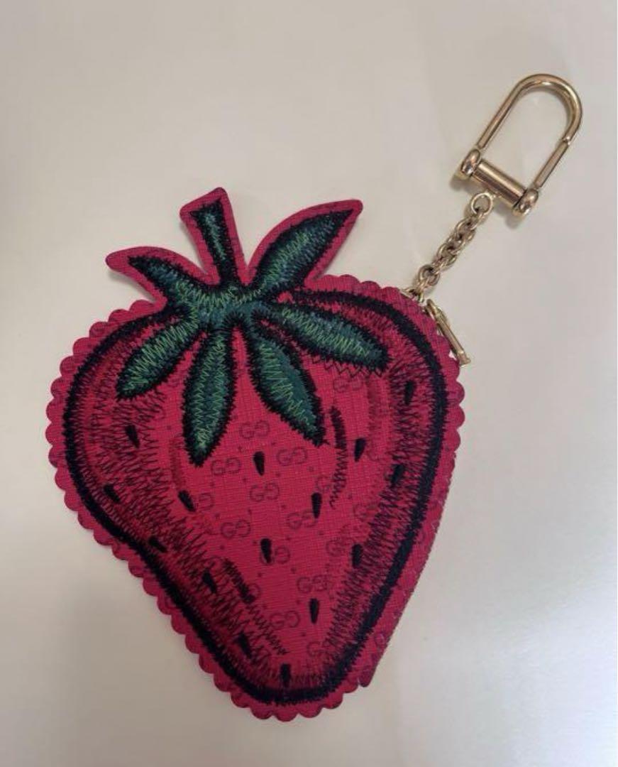 Gucci Strawberry Coin Purse Red Supreme GG Canvas Key Pouch