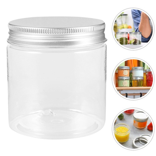 8 Pcs Food Storage Jar Containers with Lids Silver Aluminum Cap Bottle