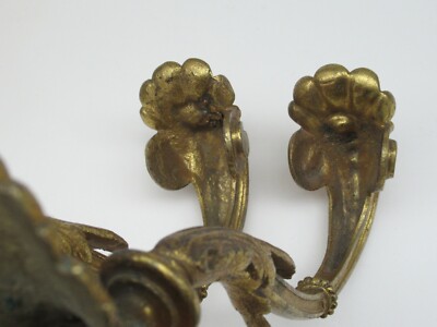 2 Embrasses Rideaux Anciennes En Laiton Doré – Style Louis XV, 13 X 10 Cm, Bon état