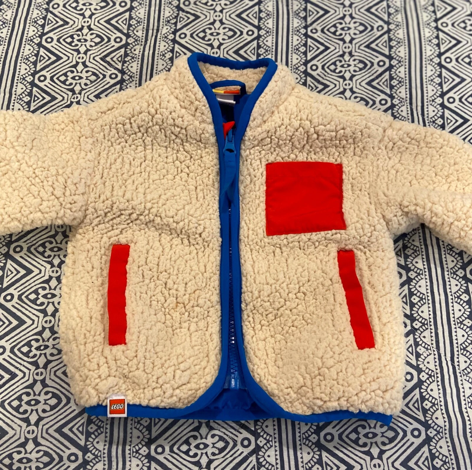 OFF WHITE Lego for Target Sherpa Giacca con Zip Neonato 12 Mesi Bianco sporco Blu Rosso