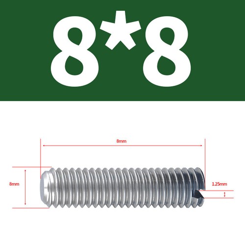 A2 Edelstahl Längsschlitz Gewindestifte mit Flachkopf M2 M2.5 M3 M4 M5 M6 M8 M10 - Picture 56 of 72