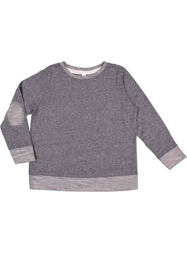 LAT 2279 Youth Unisex Long Sleeve Melange French Terry Crew Neck T-Shirt - Picture 5 of 8