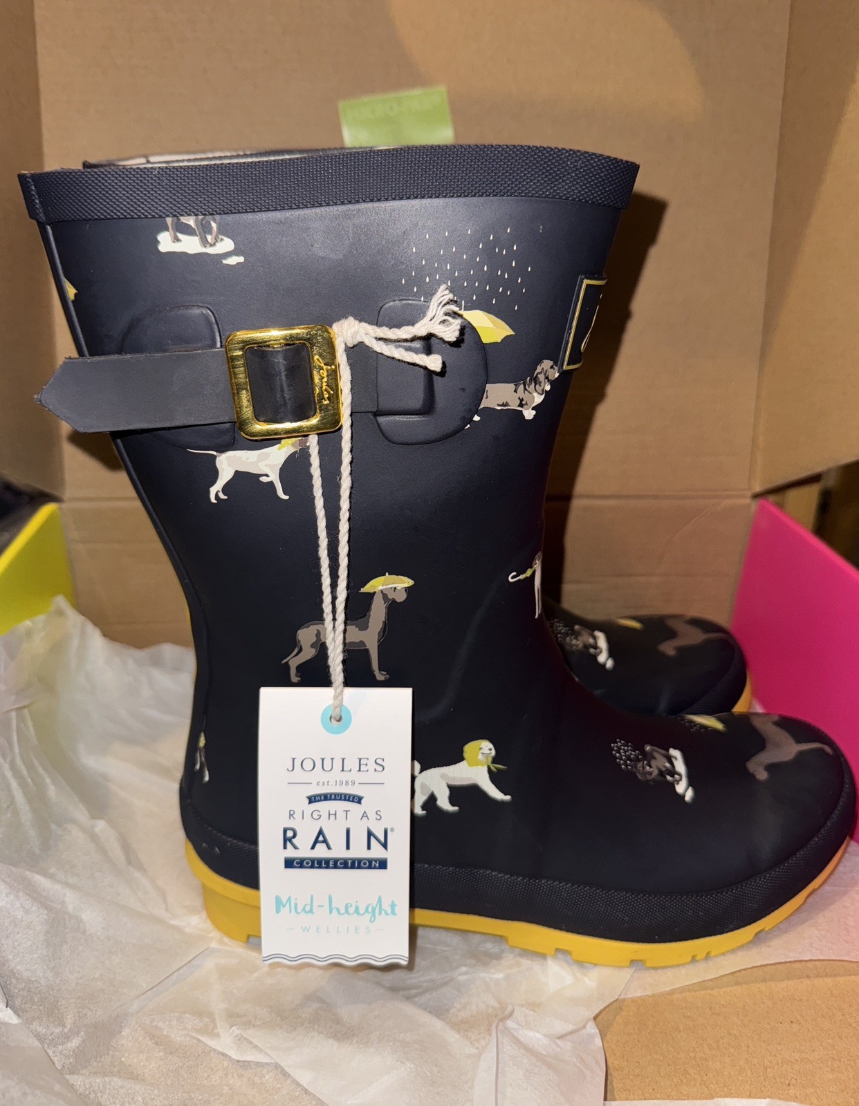 Joules Women Mid Height  Wellies- rain ☔️dog prints   - adults 7 image 3