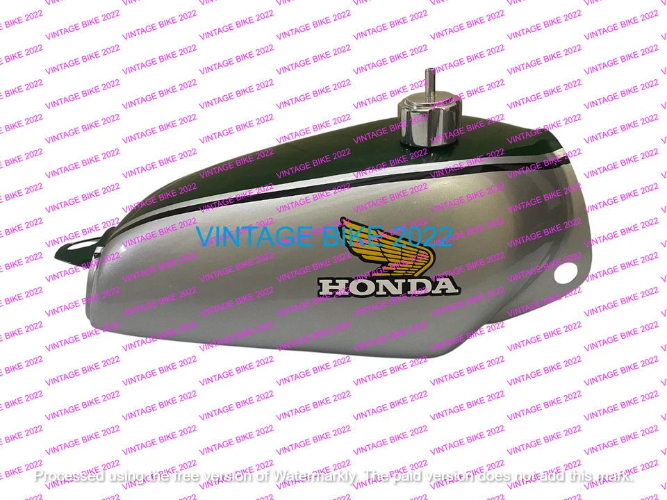 Honda CR 250 M 1973 Elsinore ALUMINIO verde y plata tanque de gasolina + tapa grifo/ajuste Foto 2 de 4