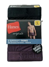 Hanes 2 Pack Ultimate Original Modern Fit Supersoft Tagless Trunks Size L NWT