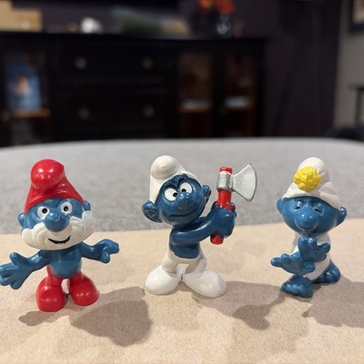 Vintage Lot Of 3 SMURF Figures 1980s PEYO SCHLEICH Misc