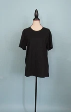 Size: M OLIVER Black T-Shirt Short Sleeve Oversized Side Split Women