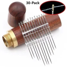 30-Pack Stainless Steel Self-Threading Needles-Opening Sewing & Darning Needles