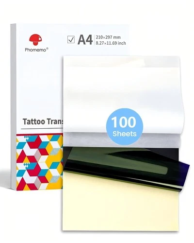 Phomemo Tattoo Transfer Paper, 100 Sheets, A4 Size Tattoo Stencil Paper - product listing photo