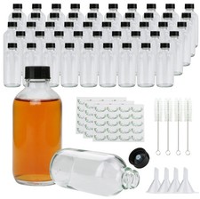 Small Clear Glass Bottles with Lids, 4 oz Glass Containers with Labels, Funne...