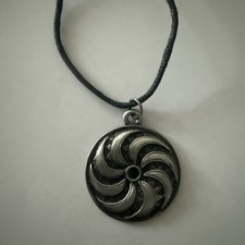 Viking Celtic SHIELD Protection Necklace silver Tone Pewter Pendant Black Cord 