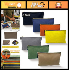 Heavy Duty Canvas Tool Bag Organizer - 7 Assorted Zipper Utility Pouches for Too