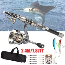 Telescopic Fishing Rod and Reel Combo Full Kit Carbon Fiber Rod Pole W/Line&Bag.