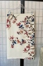 Zara Woman XL Stretch Poly Floral Midi Skirt Slit Back  Zip