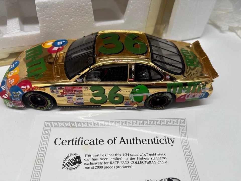 1:24 24KT GOLD Ken Schrader 36STOCK CAR ACTION 2000 Grand Prix NASCAR COA Race - Image 2 of 4