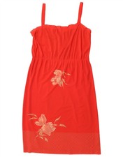 Vintage Womens Sundress IT 46 Large Red Floral Triacetate DB06