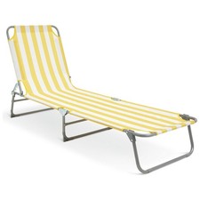Habitat Folding Metal Sun Lounger - Yellow & White