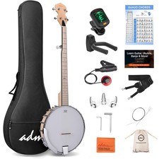 5 String Banjo Guitar Kit with Remo Drum Head and Geared 5th Tuner, 18 Bracke...